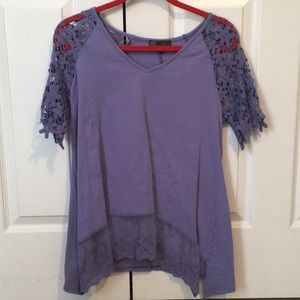 Diane Gilman lavender blouse with crochet sleeves